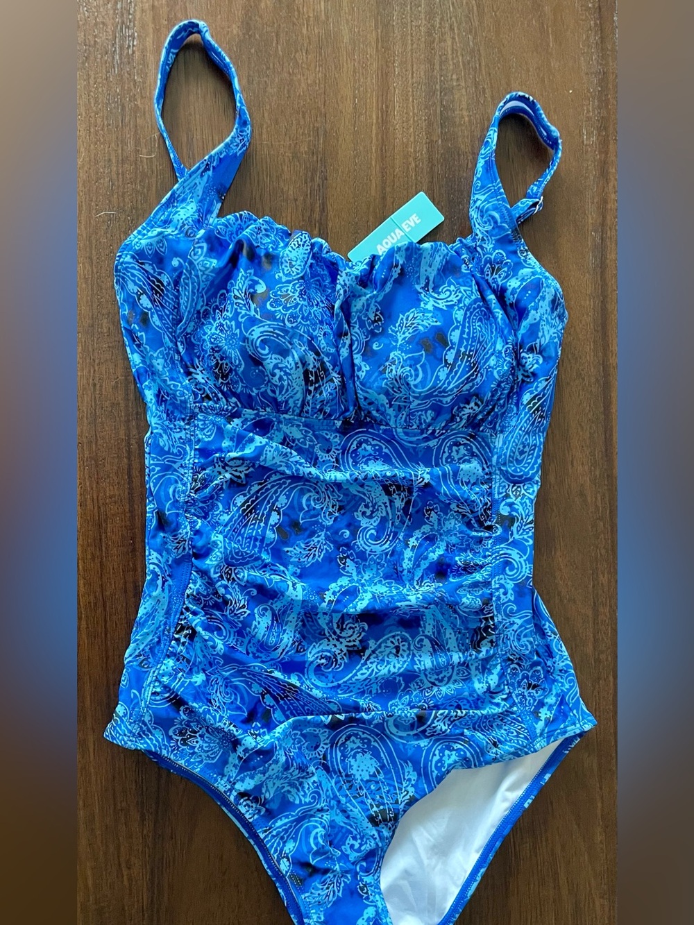New With Tags - Aqua Eve Women's Blue Paisley One-Piece Swimsuit